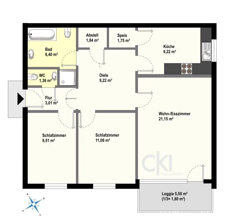 Immobilienangebot - Krailling - Alle - Krailling im Würmtal!
Freie 3 Zi.-EG-Wohnung mit Südostloggia
